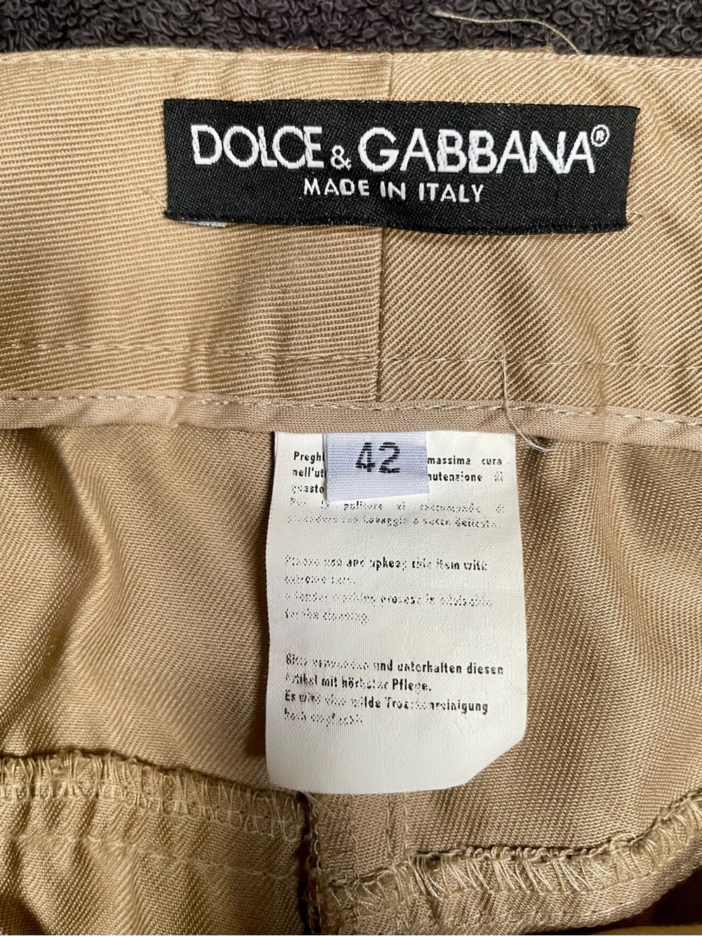 Dolce & Gabbana Beige Chinos with Brown Snakeskin Trim - Picture 10 of 11